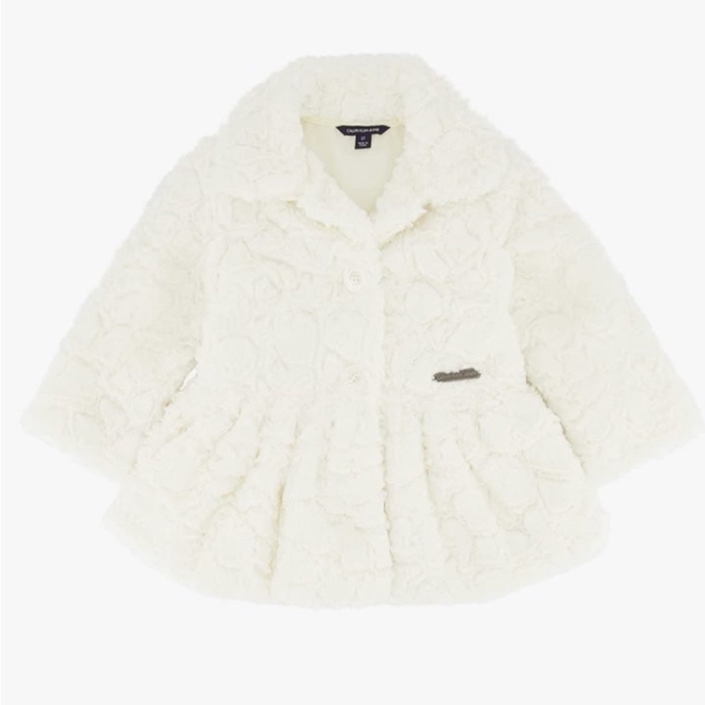Calvin Klein Faux Baby Girl’s Coat | White, 24 mos